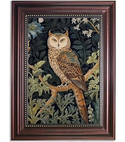 Amazon.com: Owl Art Print Poster, William Morris Style Retro Mid